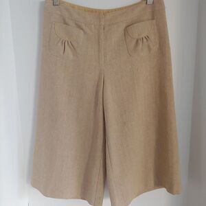 Anthropologie Tabitha Wide Leg Wool Blend Tan Culottes Size 4